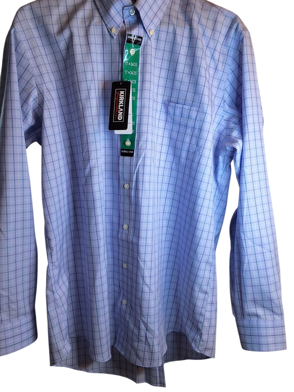 Kirkland Traditional Fit Light Purple Button-Down Dress Shirt 17 X 34/35